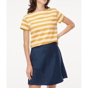 NWT J.Crew Factory Striped Button-Shoulder Boatneck Tee Yellow Ivory Size Large